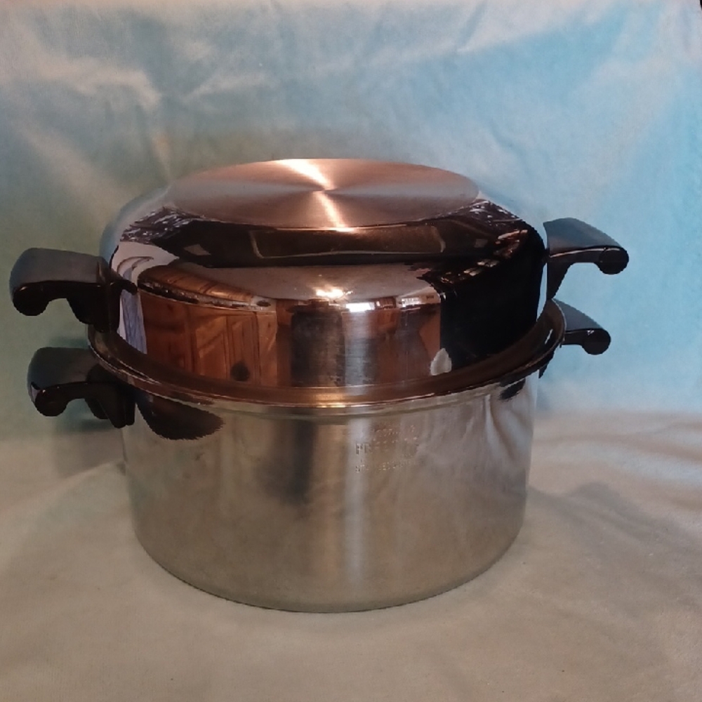 Stainless Steel Cookware Set with Black Handles 5 Qt. With Dome Lid